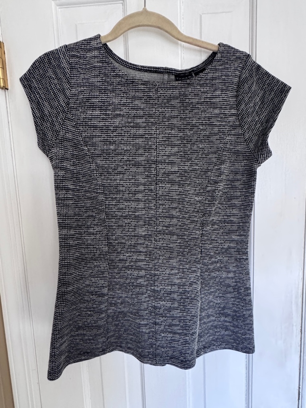 Tahari Houndstooth Tweed Cap-Sleeve Tee